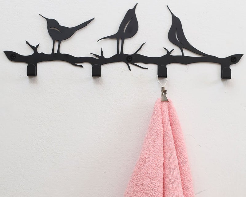 Stur-De Key Holder for Wall - Rustic Key Hooks for Hanging Accessories, Metal Key Hanger Farmhouse Style - Iron Wall Mounted Key Holder, Birds Design Key Rack - 16 x 5 x 1 Inches - Image 3